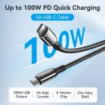 Кабель Type-C-Type-C Vention Zinc Alloy Shell E-Marker Chip 100W 5A 480Mbps 1.2m Black (CTKBAV)