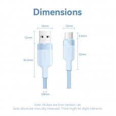Кабель USB-Type-C Vention Alum Alloy Shell 3A 60W 480Mbps 1m Black (CTNBF)