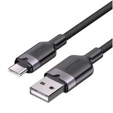 Кабель USB-Type-C Vention Alum Alloy Shell 3A 60W 480Mbps 1m Black (CTNBF)