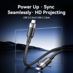 Кабель Type-C-Type-C 3.2 Gen2 Vention TPE Nylon Braided 4K 60Hz 100W 5A 10Gbps 1m White (TRGWF)