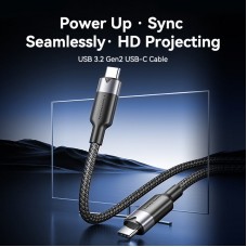 Кабель Type-C-Type-C 3.2 Gen2 Vention TPE Nylon Braided 4K 60Hz 100W 5A 10Gbps 1m White (TRGWF)