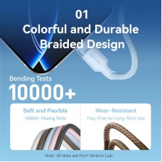 Кабель Type-C-Type-C Vention Alum Allo Nylon-Braided E-Marker Chip PD3.1 240W 5A 480Mbps 2m Black (TRIBH)