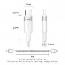 Кабель Type-C-Type-C Vention Alum Allo Nylon-Braided E-Marker Chip PD3.1 240W 5A 480Mbps 2m Gold (TRIJH)