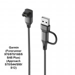 Кабель 2 в 1 Type-C/USB Elbow 90° PVC SK для Garmin (Forerunner 970/570/165/55/45 Plus) (Approach S70/S44/S50/S12) Black (1005009470026126C2)