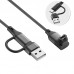 Кабель 2 в 1 Type-C/USB Elbow 90° PVC SK для Garmin (Forerunner 970/570/165/55/45 Plus) (Approach S70/S44/S50/S12) Black (1005009470026126C2)