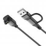 Кабель 2 в 1 Type-C/USB Elbow 90° PVC SK для Garmin (Quatix 8) (Venu X1/3/3S) (Vívoactive 6/D2 Mach1 Pro/1/Air X10) Black (1005009470026126A1)