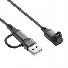 Кабель 2 в 1 Type-C/USB Elbow 90° PVC SK для Garmin (Quatix 8) (Venu X1/3/3S) (Vívoactive 6/D2 Mach1 Pro/1/Air X10) Black (1005009470026126A1)