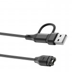 Кабель 2 в 1 Type-C/USB PVC SK для Garmin (Fenix 8/7/6/E) (Tactix 8) (Instinct E/3 (Enduro 3) Black (1005009470026126C)