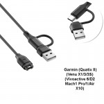Кабель 2 в 1 Type-C/USB PVC SK для Garmin (Quatix 8) (Venu X1/3/3S) (Vívoactive 6/D2 Mach1 Pro/1/Air X10) Black (1005009470026126A)