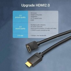 Кабель HDMI-HDMI v.2.0 Vention 4K 60Hz 18Gbps 90° Degree Right 1m Black (AARBF)
