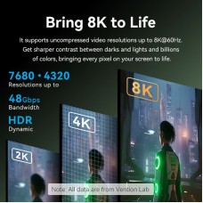 Кабель HDMI-HDMI v.2.1 Vention 8K 60Hz 4K 240Hz/144Hz/120Hz 48Gbps PVC Braided Ultra 3m Black (ALOGI)