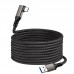 Кабель USB-Type-C Daogu 90° Degrees Oculus Quest Gen2 Link VR USB 3.2 Gen2 10Gbps PD 60W 3A 3m Black