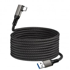 Кабель USB-Type-C Daogu 90° Degrees Oculus Quest Gen2 Link VR USB 3.2 Gen2 5Gbps PD 60W 3A 5m Black