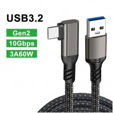 Кабель USB-Type-C Daogu 90° Degrees Oculus Quest Gen2 Link VR USB 3.2 Gen2 5Gbps PD 60W 3A 5m Black