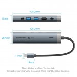USB HUB Vention 6 в 1 Type-C-HDMI-RJ45-USB-PD 2USB 3.0 2Type-C 3.2 PD 100W 4K 60Hz 0.15m Grey (TGNHB)