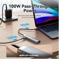USB HUB Vention 6 в 1 Type-C-HDMI-RJ45-USB-PD 2USB 3.0 2Type-C 3.2 PD 100W 4K 60Hz 0.15m Grey (TGNHB)