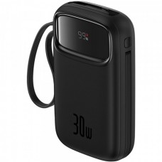 УМБ Baseus Qpow 2 10000mAh 30W PD3.0 3A QC3.0 USB-A/USB-C In/Out with built-in cable Black