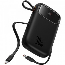 УМБ Baseus Qpow 2 10000mAh 30W PD3.0 3A QC3.0 USB-A/USB-C In/Out with built-in cable Black