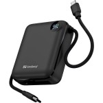 УМБ Sandberg 10000mAh 20W PDQC3.0 T3A In/Out with 2xUSB-C cables Black
