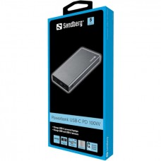 УМБ Sandberg 20000mAh 100W PD 20W 4.4А 1USB 1Type-C Grey