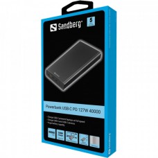 УМБ Sandberg 40000mAh 127W 20V 5А PD PowerThru 1USB 2Type-C Black