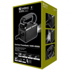УМБ Sandberg Survivor 40000mAh 100W 2Type-С 1USB 3A LED ліхтар UPS mode Black