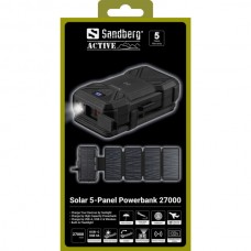 УМБ сонячна 5-Panel 8W Sandberg PD 27000mAh 2USB 1Type-C 5A In/Out Black