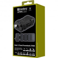 УМБ сонячна 5-Panel 8W Sandberg PD 27000mAh 2USB 1Type-C 5A In/Out Black