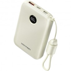 УМБ Vention 10000mAh 22.5W Fast Charging 1USB 2Type-C 3A with built-in Type-C cable Beige