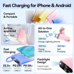 УМБ Vention 10000mAh 22.5W PD 1USB 1Type-C 3A In/Out Lightning In/Out LED display Gold