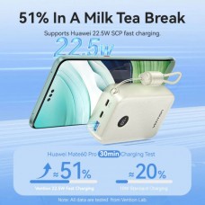 УМБ Vention 20000mAh 22.5W Fast Charging 1USB 2Type-C 3A with built-in Type-C cable Beige