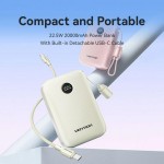 УМБ Vention 20000mAh 22.5W Fast Charging 1USB 2Type-C 3A with built-in Type-C cable Beige