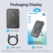 УМБ Vention Magnetic Wireless 10000mAh 20W PD 1Type-C 3A In/Out QI-15W Black