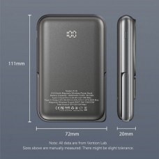 УМБ Vention Magnetic Wireless 10000mAh 20W PD 1Type-C 3A In/Out QI-15W Black