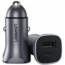 Автомобильное зарядное устройство 1USB 1Type-C 30W 3A CD130 Ugreen Grey