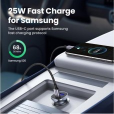 Автомобильное зарядное устройство 1USB 1Type-C 30W 3A CD130 Ugreen Grey