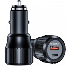 Автомобильное зарядное устройство 1USB 1Type-C 63W PD QC3.0 18W Black Choetech
