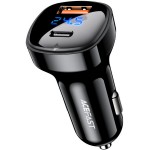Автомобильное зарядное устройство 1USB 1Type-C 66W 3A B4 with digital display Acefast Black