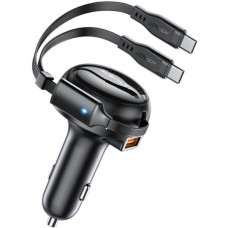 Автомобильное зарядное устройство 1USB 53W 3A + cable Type-C 2in1 B13 Acefast Black