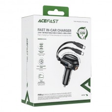 Автомобильное зарядное устройство 1USB 53W 3A + cable Type-C 2in1 B13 Acefast Black