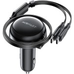 Автомобильное зарядное устройство 1USB 53W 3A + cable Type-C 2in1 B13 Acefast Black