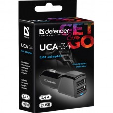 Автомобильное зарядное устройство 2USB 18W 3.4A UCA-34 Black Defender