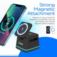 Безпроводное зарядное устройство 15W 3-in-1 Magnetic Wireless Fast Charger black Energizer