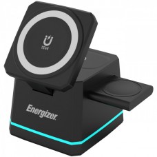 Безпроводное зарядное устройство 15W 3-in-1 Magnetic Wireless Fast Charger black Energizer