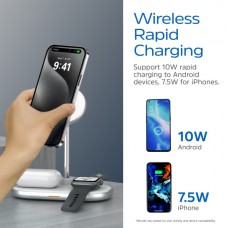 Безпроводное зарядное устройство 15W 3-in-1 Magnetic Wireless Fast Charger white Energizer