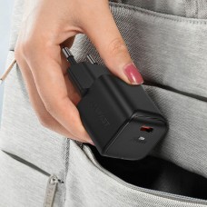 Сетевое зарядное устройство 1Type-C 20W 3A Gan A73 mini Fast Charger Black Acefast
