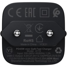Сетевое зарядное устройство 1Type-C 45W Gan A119 Fast Charger black Acefast