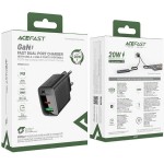 Сетевое зарядное устройство 1USB 1Type-C 20W Gan A78 Black Acefast Сетевое зарядное устройство 1USB 1Type-C 20W Gan A78 Black Acefast