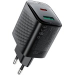 Сетевое зарядное устройство 1USB 1Type-C 45W Gan A106 Black Acefast Сетевое зарядное устройство 1USB 1Type-C 45W Gan A106 Black Acefast