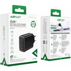 Сетевое зарядное устройство 1USB 1Type-C 50W Gan A29 Fast Charger Black Acefast